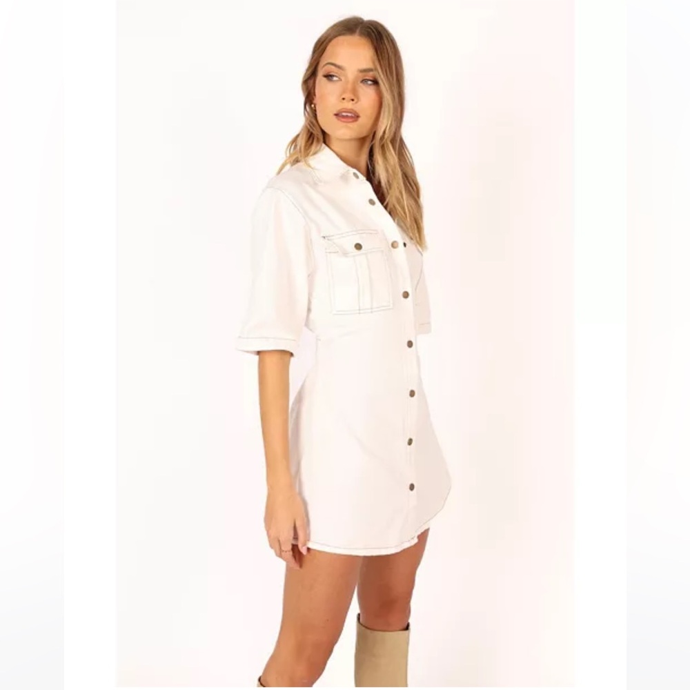 Hailey Denim Mini Dress White